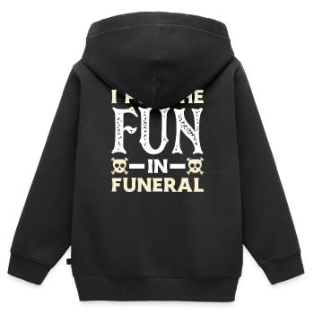 Drôle de dicton de pompes funèbres - Sweat Premium à capuche zippé enfant bio - noir - Dos - AI Model Kid Male (0cm)