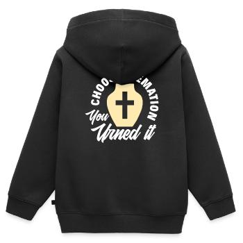 Bestatter Bestattung Urne - Kinder Premium Organic Zip Hoodie - Schwarz - Hinten - AI Model Kid Male (0cm)