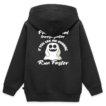 Chasseur de fantômes Chasse aux fantômes Fantômes - Sweat Premium à capuche zippé enfant bio - noir - Dos - AI Model Kid Male (0cm)