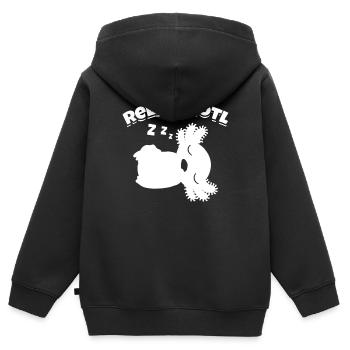 Drôle d’Axolotl Relaxant - Axolotl Relaxolotl - Sweat Premium à capuche zippé enfant bio - noir - Dos - AI Model Kid Male (0cm)