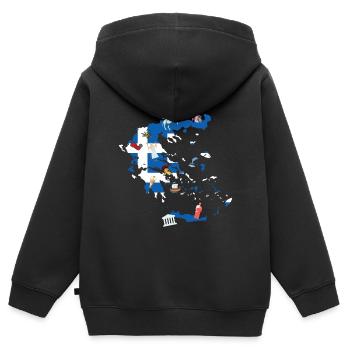 Griechenland - Kinder Premium Organic Zip Hoodie - Schwarz - Hinten - AI Model Kid Male (0cm)
