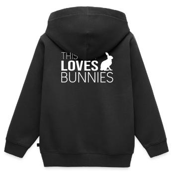 Typ Hase Spruch - Kinder Premium Organic Zip Hoodie - Schwarz - Hinten - AI Model Kid Male (0cm)
