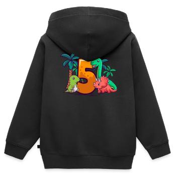 5. Geburtstag Trex Triceratops Dinosaurier 5 Jahre - Kinder Premium Organic Zip Hoodie - Schwarz - Hinten - AI Model Kid Male (0cm)