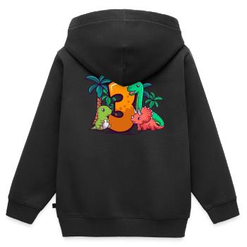 3. Geburtstag Trex Triceratops Dinosaurier 3 Jahre - Kinder Premium Organic Zip Hoodie - Schwarz - Hinten - AI Model Kid Male (0cm)