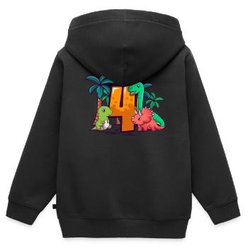4. Geburtstag Trex Triceratops Dinosaurier 4 Jahre - Kinder Premium Organic Zip Hoodie - Schwarz - Hinten - AI Model Kid Male (0cm)