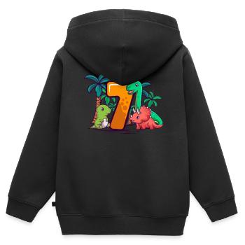 7. Geburtstag Trex Triceratops Dinosaurier 7 Jahre - Kinder Premium Organic Zip Hoodie - Schwarz - Hinten - AI Model Kid Male (0cm)