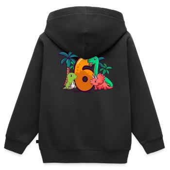 6. Geburtstag Trex Triceratops Dinosaurier 6 Jahre - Kinder Premium Organic Zip Hoodie - Schwarz - Hinten - AI Model Kid Male (0cm)