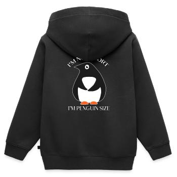 Je ne suis pas petit, je suis taille pingouin - Sweat Premium à capuche zippé enfant bio - noir - Dos - AI Model Kid Male (0cm)