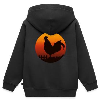 Hühner Hahn Bauer Geflügel Henne Gockel Küken - Kinder Premium Organic Zip Hoodie - Schwarz - Hinten - AI Model Kid Male (0cm)