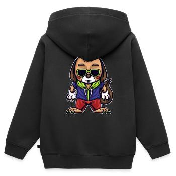 Hund Geschenk Kinder Dog Doggy Hündchen Köter Boy - Kinder Premium Organic Zip Hoodie - Schwarz - Hinten - AI Model Kid Male (0cm)