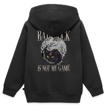 La malchance n’est pas mon jeu Goth Cat Gothic Occult - Sweat Premium à capuche zippé enfant bio - noir - Dos - AI Model Kid Male (0cm)