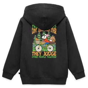 Freunde Freundschaft Lästern Zusammenhalt - Kinder Premium Organic Zip Hoodie - Schwarz - Hinten - AI Model Kid Male (0cm)
