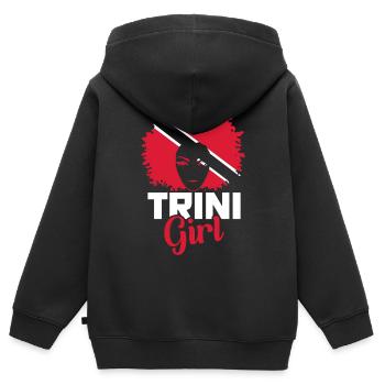Trinité-et-Tobago Fille - Sweat Premium à capuche zippé enfant bio - noir - Dos - AI Model Kid Male (0cm)