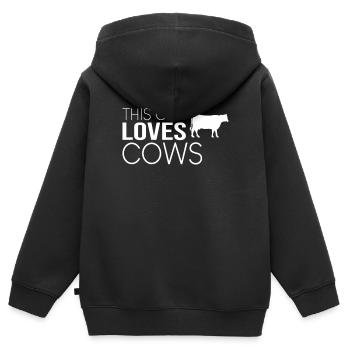 Typ Kuh Spruch - Kinder Premium Organic Zip Hoodie - Schwarz - Hinten - AI Model Kid Male (0cm)