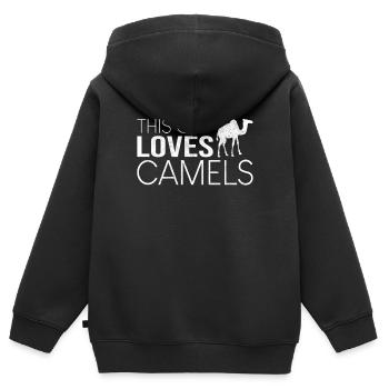 Typ Kamel Spruch - Kinder Premium Organic Zip Hoodie - Schwarz - Hinten - AI Model Kid Male (0cm)