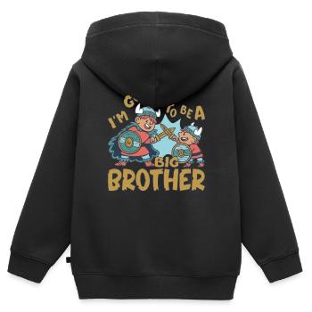 Big Brother Viking Going To Be A Big Brother - Kids Premium Organic Zip-up Hoodie - black - Back - AI Model Kid Male (0cm)