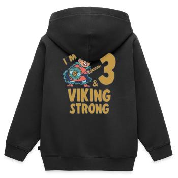 3yr Viking Birthday Boy Im 3 Years Old Viking - Kinder Premium Organic Zip Hoodie - Schwarz - Hinten - AI Model Kid Male (0cm)