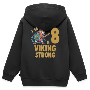 8yr Viking Birthday Boy Im 8 Years Old Viking - Kinder Premium Organic Zip Hoodie - Schwarz - Hinten - AI Model Kid Male (0cm)