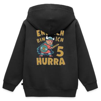 Wikinger Geburtstagsmotiv 5 Jahre Jungen Geschenk - Kinder Premium Organic Zip Hoodie - Schwarz - Hinten - AI Model Kid Male (0cm)
