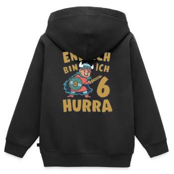 Wikinger Geburtstagsmotiv 6 Jahre Jungen Geschenk - Kinder Premium Organic Zip Hoodie - Schwarz - Hinten - AI Model Kid Male (0cm)