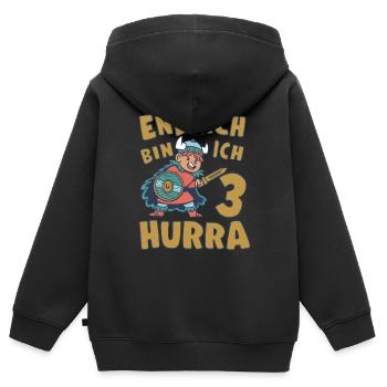 Wikinger Geburtstagsmotiv 3 Jahre Jungen Geschenk - Kinder Premium Organic Zip Hoodie - Schwarz - Hinten - AI Model Kid Male (0cm)