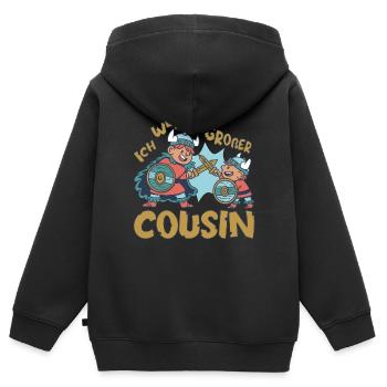 Bald Großer Cousin Verkündung Winkinger Cousins - Kinder Premium Organic Zip Hoodie - Schwarz - Hinten - AI Model Kid Male (0cm)