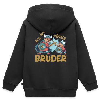 Werde Großer Bruder Wikinger Baby Ankündigung - Kinder Premium Organic Zip Hoodie - Schwarz - Hinten - AI Model Kid Male (0cm)