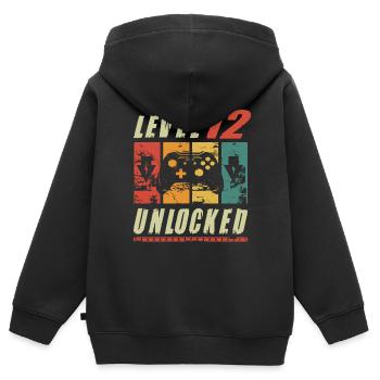 Level 12 Unlocked Gamer Turning 12th Birthday Gift - Kinder Premium Organic Zip Hoodie - Schwarz - Hinten - AI Model Kid Male (0cm)