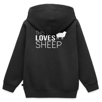 Typ Schaf Spruch - Kinder Premium Organic Zip Hoodie - Schwarz - Hinten - AI Model Kid Male (0cm)