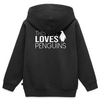 Typ Pinguin Spruch - Kinder Premium Organic Zip Hoodie - Schwarz - Hinten - AI Model Kid Male (0cm)