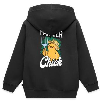 Farming Farmer Girl Chicken Farmer - Kinder Premium Organic Zip Hoodie - Schwarz - Hinten - AI Model Kid Male (0cm)