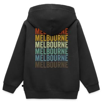 Melbourne Australie Retro Vintage - Sweat Premium à capuche zippé enfant bio - noir - Dos - AI Model Kid Male (0cm)
