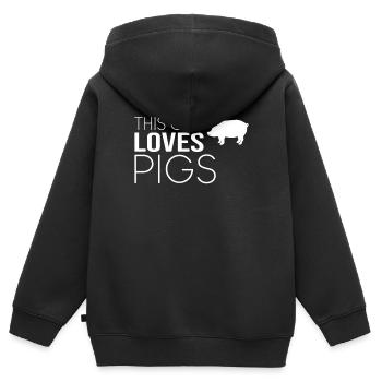Typ Schwein Spruch - Kinder Premium Organic Zip Hoodie - Schwarz - Hinten - AI Model Kid Male (0cm)
