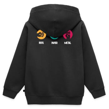 Metal -Musik, Rockpapiermetallmusik - Kinder Premium Organic Zip Hoodie - Schwarz - Hinten - AI Model Kid Male (0cm)