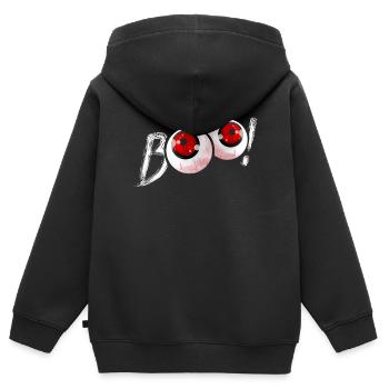 Globes oculaires BOO effrayants pour Halloween - Sweat Premium à capuche zippé enfant bio - noir - Dos - AI Model Kid Male (0cm)