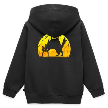 Scary Scared Black Cat Makes A Hump on Halloween - Kinder Premium Organic Zip Hoodie - Schwarz - Hinten - AI Model Kid Male (0cm)