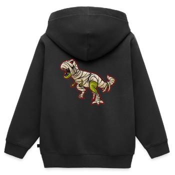 Dinosaure enveloppé dans des bandages comme un costume de maman - Sweat Premium à capuche zippé enfant bio - noir - Dos - AI Model Kid Male (0cm)