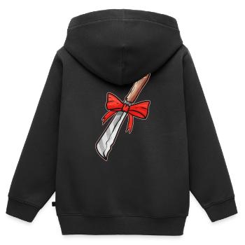 Knife With Bow As Present For Christmas Halloween - Kinder Premium Organic Zip Hoodie - Schwarz - Hinten - AI Model Kid Male (0cm)