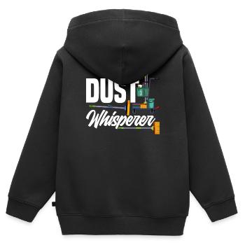 Concierge d’école Dust Whisperer - Sweat Premium à capuche zippé enfant bio - noir - Dos - AI Model Kid Male (0cm)