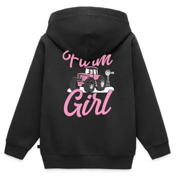 Farming Farmer Girl Tractor Farm - Kinder Premium Organic Zip Hoodie - Schwarz - Hinten - AI Model Kid Male (0cm)