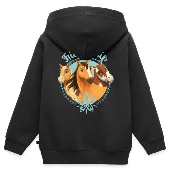 Spirit, Chica Linda Et Boomerang - Friendship - Sweat Premium à capuche zippé enfant bio - noir - Dos - AI Model Kid Male (0cm)