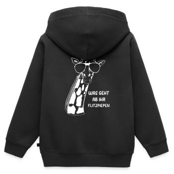 Was Geht Ab Ihr Flitzpiepen - Lustige Giraffe - Kinder Premium Organic Zip Hoodie - Schwarz - Hinten - AI Model Kid Male (0cm)