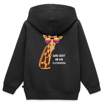 Giraffe Lustig Was Geht Ab Ihr Flitzpiepen Giraffe - Kinder Premium Organic Zip Hoodie - Schwarz - Hinten - AI Model Kid Male (0cm)
