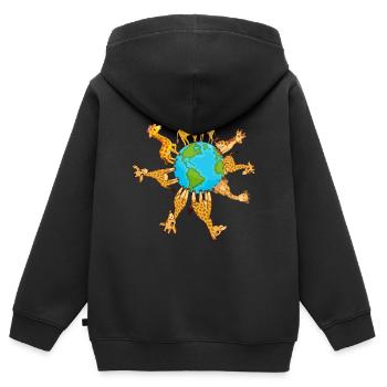 Giraffe Earth Day Giraffes Earth Day Giraffes - Kinder Premium Organic Zip Hoodie - Schwarz - Hinten - AI Model Kid Male (0cm)
