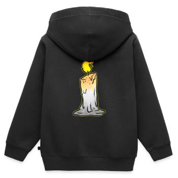Bougie allumée Halloween - Sweat Premium à capuche zippé enfant bio - noir - Dos - AI Model Kid Male (0cm)