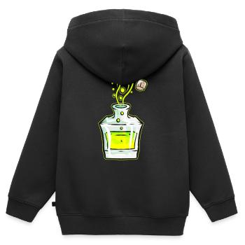 Flacon avec potion magique verte Halloween - Sweat Premium à capuche zippé enfant bio - noir - Dos - AI Model Kid Male (0cm)