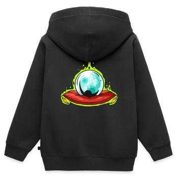 Sphère de verre avec plaque de fortune verte scintillante - Sweat Premium à capuche zippé enfant bio - noir - Dos - AI Model Kid Male (0cm)