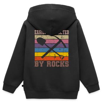 Vintage Retro Geologist Crystal Stone Collector - Sweat Premium à capuche zippé enfant bio - noir - Dos - AI Model Kid Male (0cm)