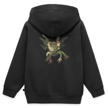Axolotl Camouflage Flag Axolotl - Kinder Premium Organic Zip Hoodie - Schwarz - Hinten - AI Model Kid Male (0cm)