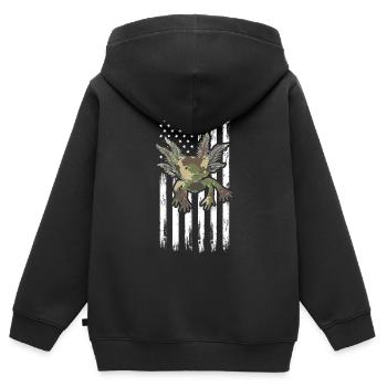 Axolotl Camouflage Flag Axolotl Kawaii Axolotl - Kinder Premium Organic Zip Hoodie - Schwarz - Hinten - AI Model Kid Male (0cm)
